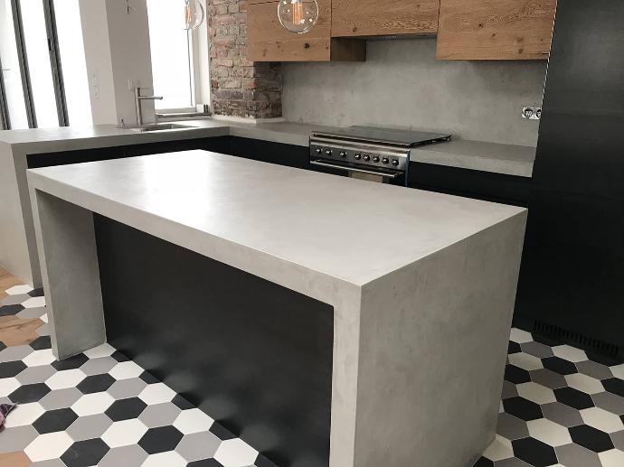 a kitchen top coated with Microbond